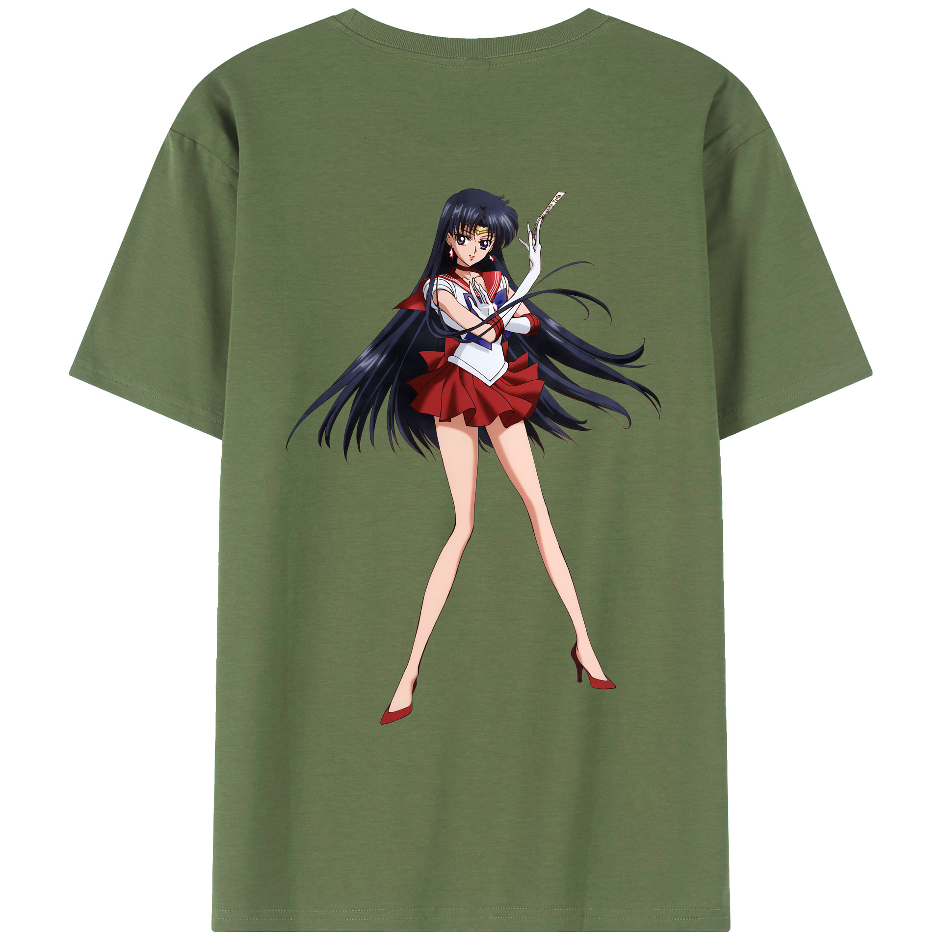 （画像用） 美少女戦士セーラームーン 火野レイ ひの レイ Sailor Moon Hino Rei （セーラーマーズ,Sailor Mars） 綿100％ メンズ半袖Tシャツ（バックプリント） 通気性
